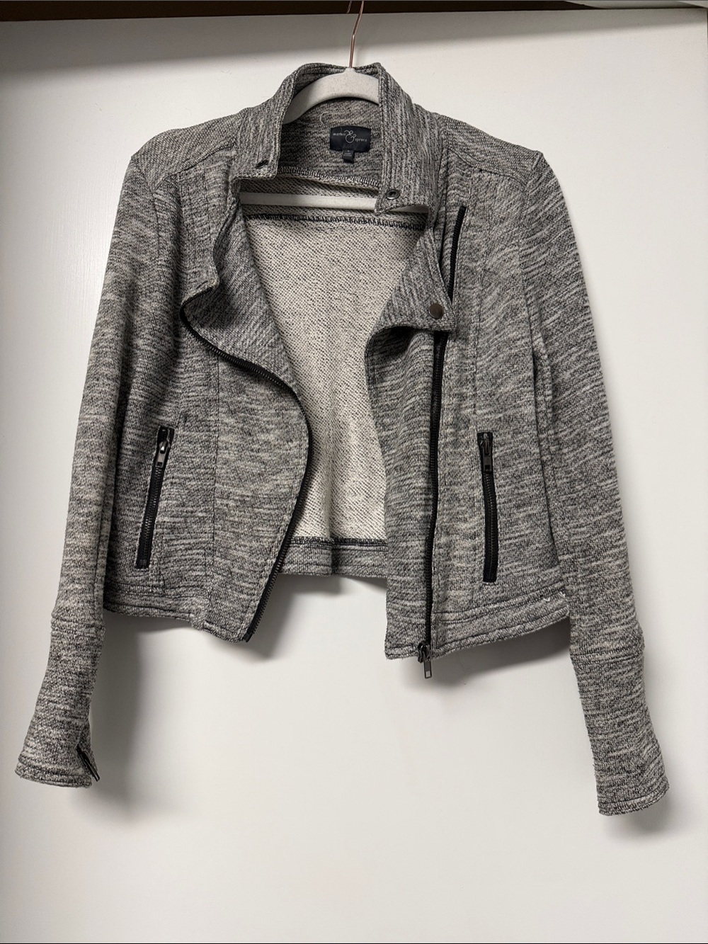 Market & Spruce Heather Gray Moto Knit Jacket